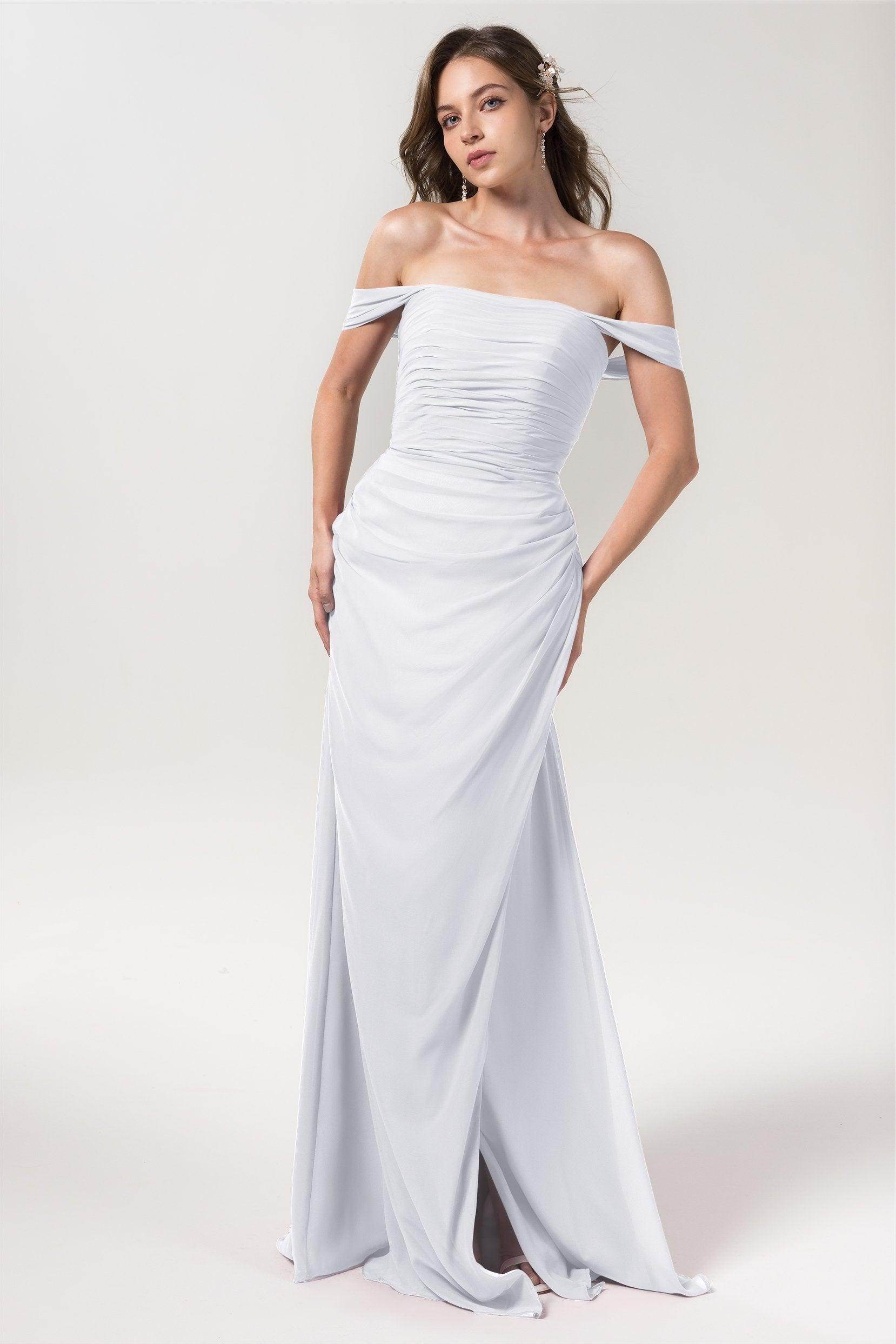 Sheath-Column Floor Length Chiffon Bridesmaid Dress Formal Dresses CB0561 - COCOMELODY